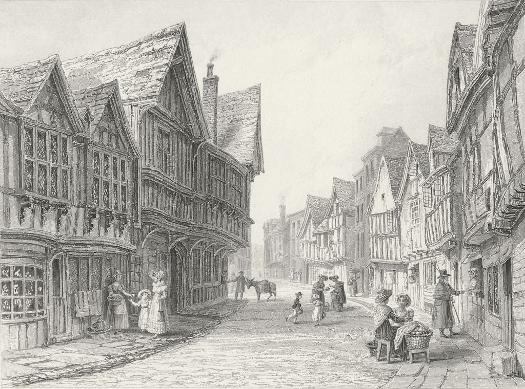 WORCS. Friars St-Worcester. Bartlett Friar 1830 old antique print picture